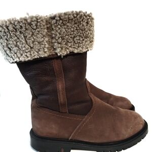 BARBO Leather Sherpa Winter‎ Womens Size 8½ Cozycore Outerwear Cabincore Boots